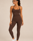 womens strappy singlet - Chocolate Brown by The Fit Collection, view 4