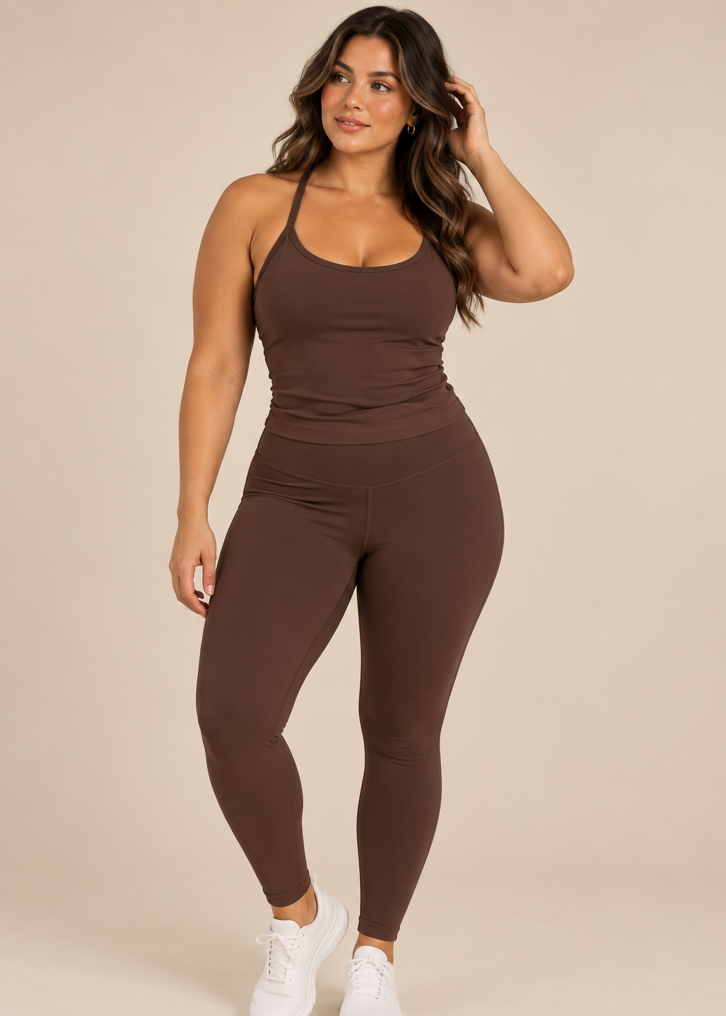 womens strappy singlet - Chocolate Brown by The Fit Collection, view 5