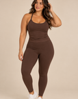 womens strappy singlet - Chocolate Brown by The Fit Collection, view 5