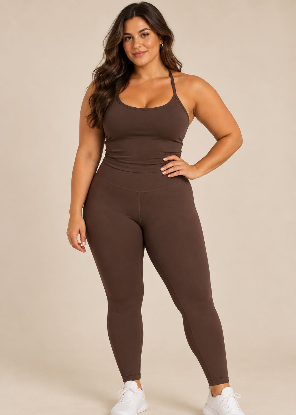 womens strappy singlet - Chocolate Brown by The Fit Collection, view 7