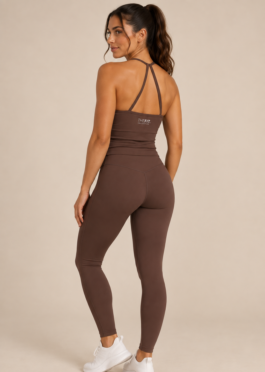 womens strappy singlet - Chocolate Brown by The Fit Collection, view 9