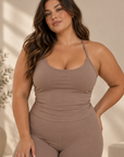 womens strappy singlet - Taupe by The Fit Collection, view 5