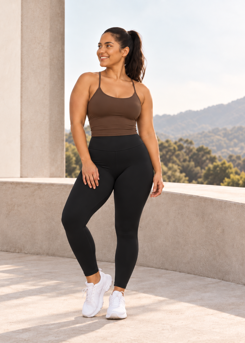 womens high waisted leggings - Jet Black by The Fit Collection, view 2