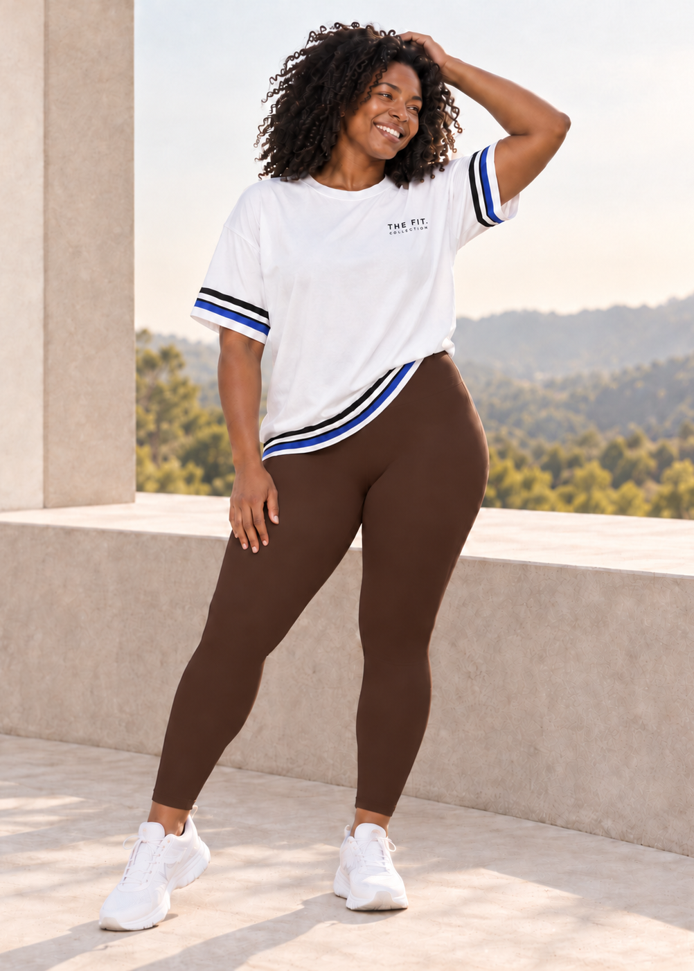 womens high waisted leggings - Chocolate Brown by The Fit Collection, view 1