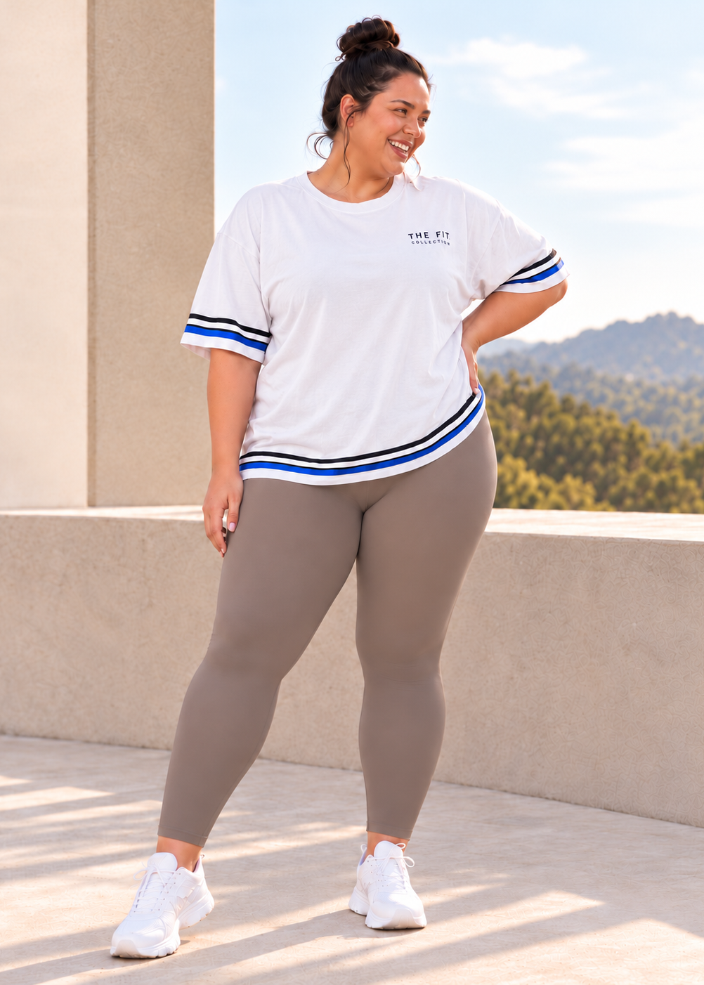 womens high waisted leggings - Taupe by The Fit Collection, view 5