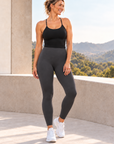 womens high waisted leggings - Charcoal Gray by The Fit Collection, view 1