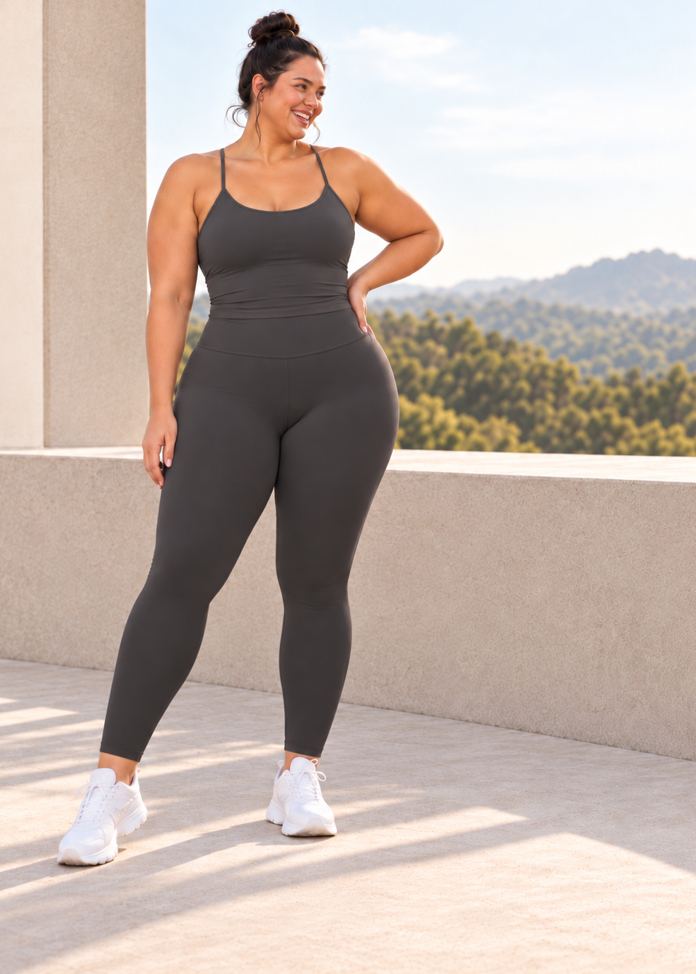 womens high waisted leggings - Charcoal Gray by The Fit Collection, view 5