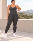 womens high waisted leggings - Charcoal Gray by The Fit Collection, view 5