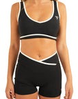 The Fit Sculpt Sports Bra – Black with White Contrast Trim