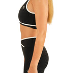 The Fit Sculpt Sports Bra – Black with White Contrast Trim