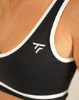 The Fit Sculpt Sports Bra – Black with White Contrast Trim