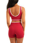 The Fit Sculpt Sports Bra – Red with White Contrast Trim