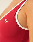 The Fit Sculpt Contrast-Trim Singlet – Red with White Detailing