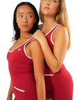 The Fit Sculpt Contrast-Trim Singlet – Red with White Detailing