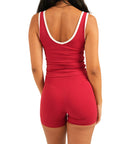 The Fit Sculpt Contrast-Trim Singlet – Red with White Detailing