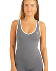 The Fit Sculpt Contrast-Trim Singlet – Slate Blue