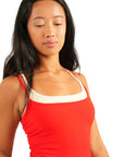 The Fit Strawberry & Cream Contrast Trim Active Singlet