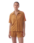 The Fit Collection – Oversized Caramel Brown Terry Towelling Shirt