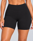 Sculpt Bike Shorts in black, front view showing high-rise waistband