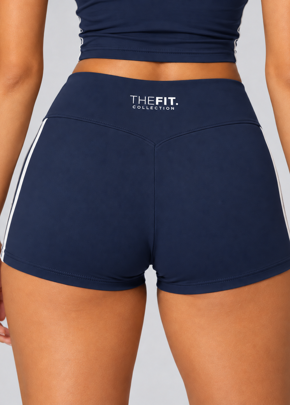 Contrast Stripe Sculpt Shorts – Navy Blue