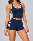 Contrast Stripe Sculpt Shorts – Navy Blue