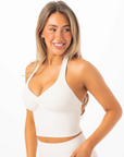 RYDERWEAR NKD Scrunch Halter Tank - Vanilla