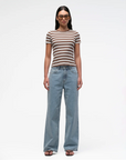 JACANDMOOKI - Women's ISABEL RIB TEE - TIRAMISU STRIPE Tiramisu Stripe