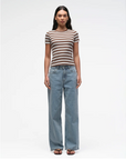JACANDMOOKI - Women's ISABEL RIB TEE - TIRAMISU STRIPE Tiramisu Stripe