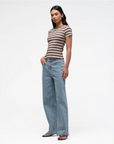 JACANDMOOKI - Women's ISABEL RIB TEE - TIRAMISU STRIPE Tiramisu Stripe