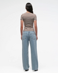 JACANDMOOKI - Women's ISABEL RIB TEE - TIRAMISU STRIPE Tiramisu Stripe