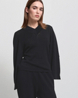 Women's Base Layer Relaxed V-Neck Knit -  Raw by Raw, Jet Black