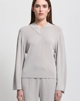 Women's Base Layer Relaxed V-Neck Knit - Raw by Raw, Oyster
