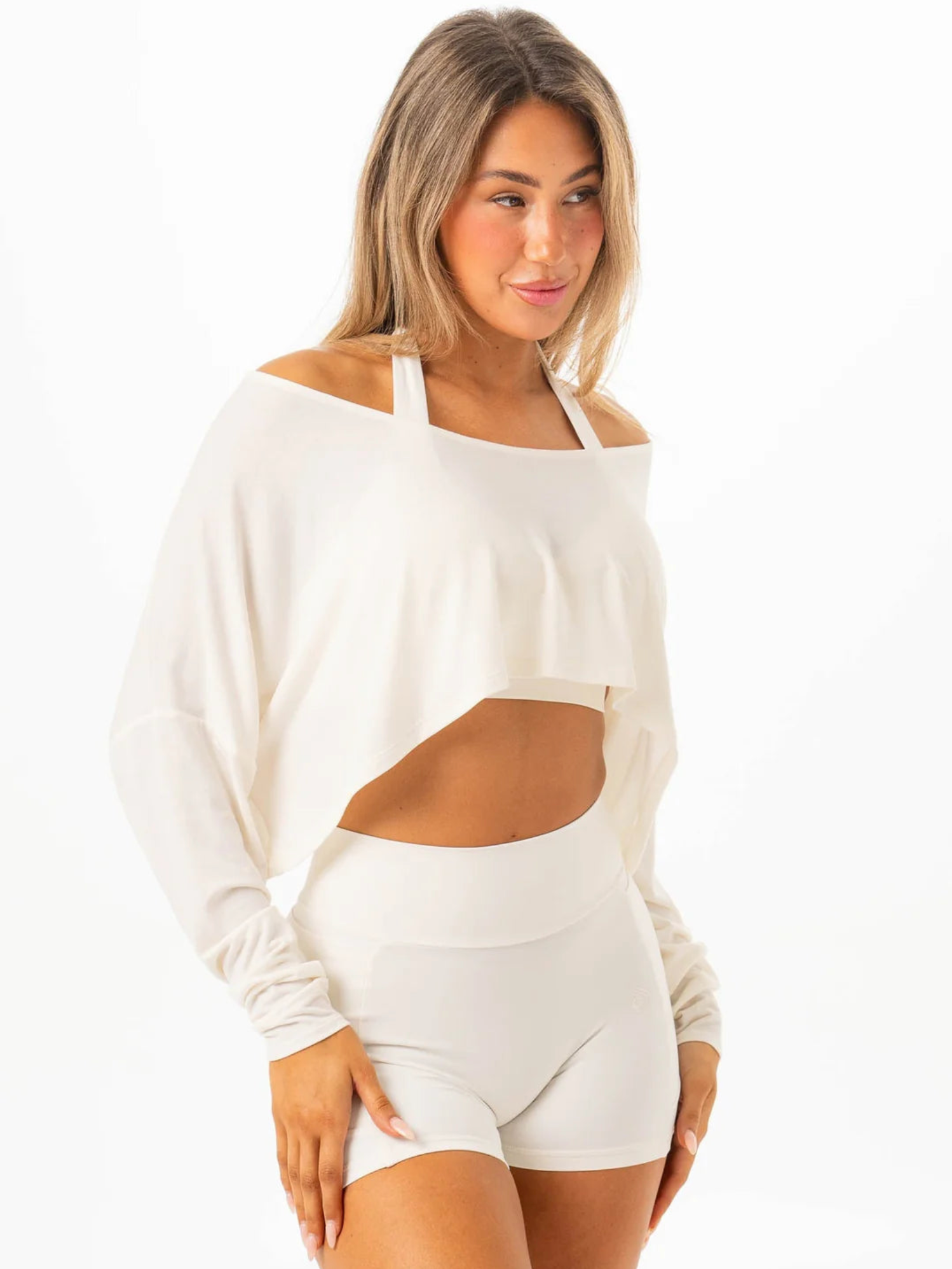RYDERWEAR Slouchy Off Shoulder Top - Vanilla