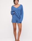Zulu and Zephyr - Women's Textured Knit Short - Ocean Blue