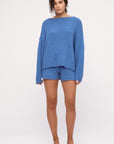 Zulu and Zephyr - Women's Textured Knit Short - Ocean Blue