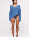 Zulu and Zephyr - Women's Textured Knit Jumper - Ocean Blue