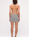 Zulu and Zephyr - Women's Textured Knit Mini Skirt - Black Pinstripe