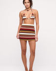 Zulu and Zephyr - Textured Knit Women's Mini Skirt - Earth Stripe