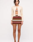 Zulu and Zephyr - Textured Knit Women's Mini Skirt - Earth Stripe