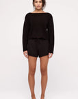 Zulu & Zephyr - Women's Cotton Lattice Knit Short - Black