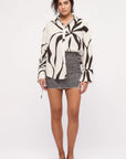 Zulu and Zephyr - Women's Textured Knit Mini Skirt - Black Pinstripe