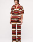 Zulu and Zephyr - Textured Knit Women's Pant - Earth Stripe