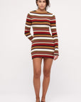 Zulu and Zephyr - Textured Knit Women's Mini Dress - Earth Stripe