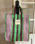 Muno - Handmade Recycled Nylon Shopping Bag - Green & Brown 