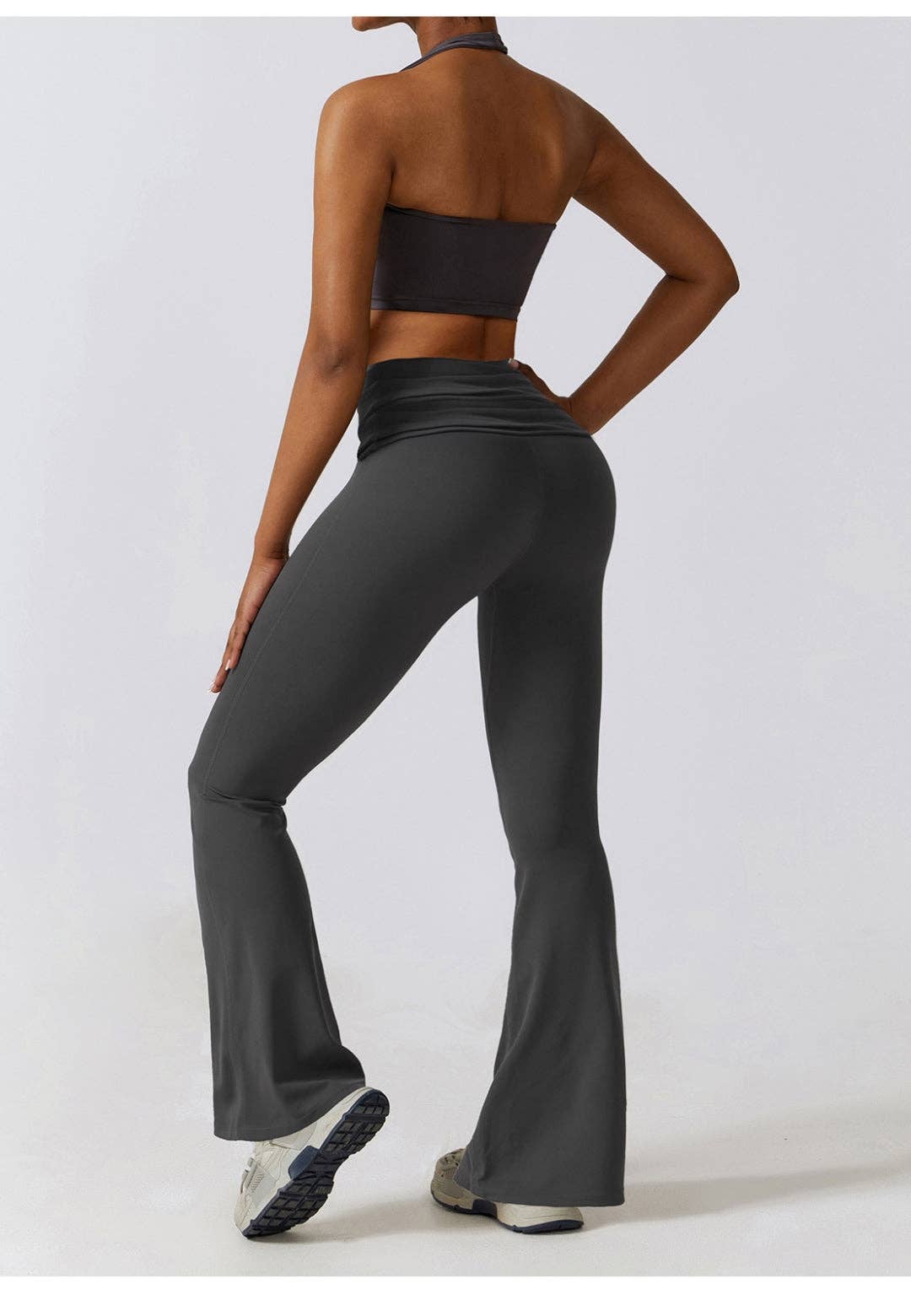 Active by Anna-Kaci - Shirred High Waist Flared Leggings