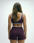 The Fit Sculpt Sports Bra – Purple with White Contrast Trim